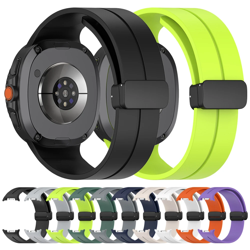 Pulseras deportivas con hebilla magnética para Samsung Galaxy Watch 8, pulsera clásica de silicona de 46mm, correa de repuesto para Galaxy Watch 8 40/44mm