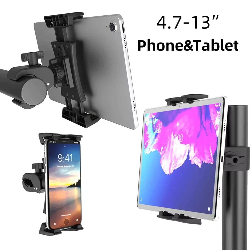 Soporte para tableta de bicicleta para IPad Air Pro Galaxy Tabs, soporte para teléfono para bicicleta, soporte para manillar para ejercicio en interiores, cinta de correr para bicicleta - imagen 2