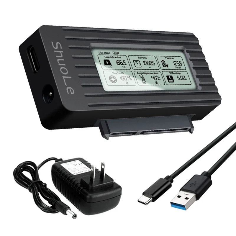 Caja de disco duro UTHAI USB 3,1, adaptador de disco duro de 2,5/3,5 pulgadas, pantalla Digital inteligente, Cable de unidad fácil con fuente de alimentación - imagen 2