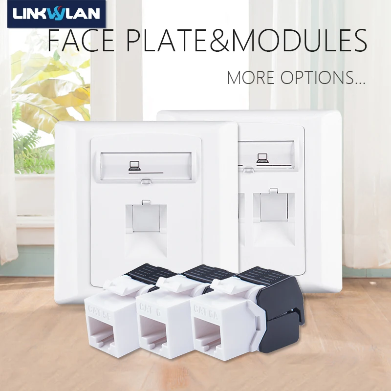 Placa frontal de pared de red de 86x86mm, 1 puerto, salidas de pared, Ethernet, 2 puertos, placa de pared Modular adecuada para caja inferior de 80x80mm - imagen 2