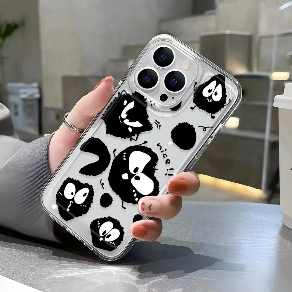 Funda transparente bonita de pequeño monstruo negro para iPhone 16 16e 15 14 13 12 11 Pro Max fundas de parachoques - imagen 5
