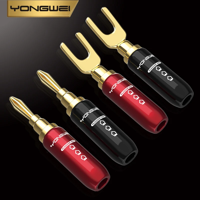 YONGWEI amplificador de potencia conector de cableado de altavoz 4mm cabeza Banana Y enchufe de audio terminal tornillo soldadura libre cabeza de audio cableado diy - imagen 5