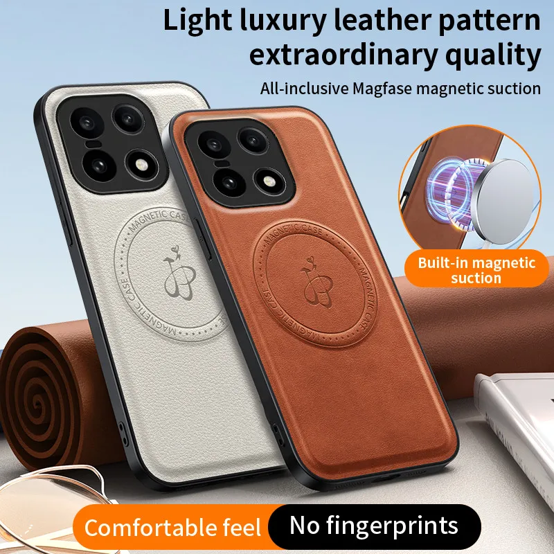 Funda magnética de carga inalámbrica de cuero PU para OnePlus 15 5G, funda protectora trasera dura, Fundas - imagen 2