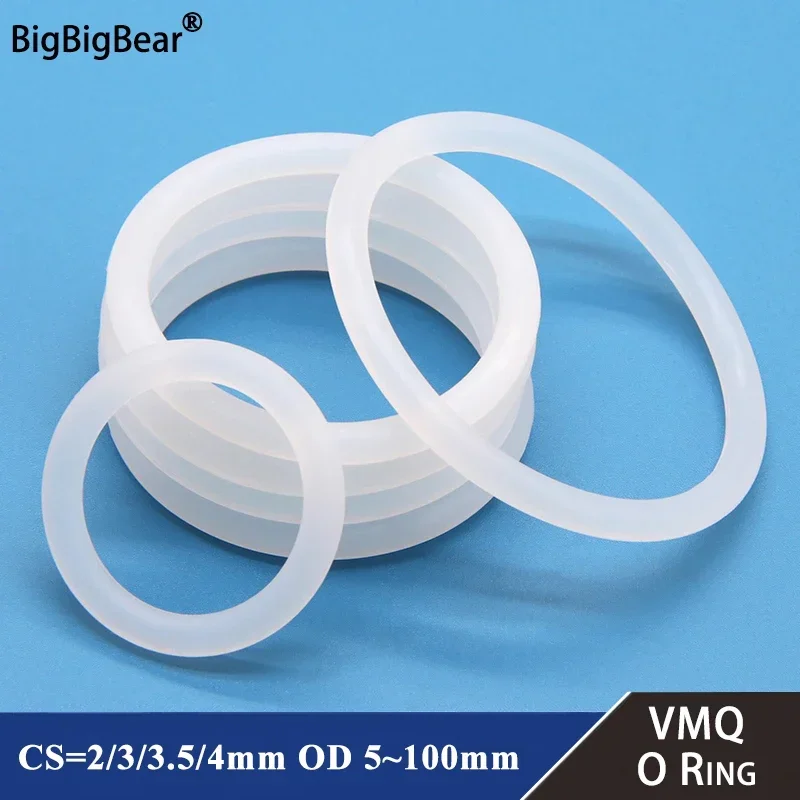 50 Uds VMQ junta tórica espesor CS 2/3/3,5/4mm anillos de sellado de goma blanca OD 5-100mm junta tórica de silicona de grado alimenticio resistente al calor - imagen 2