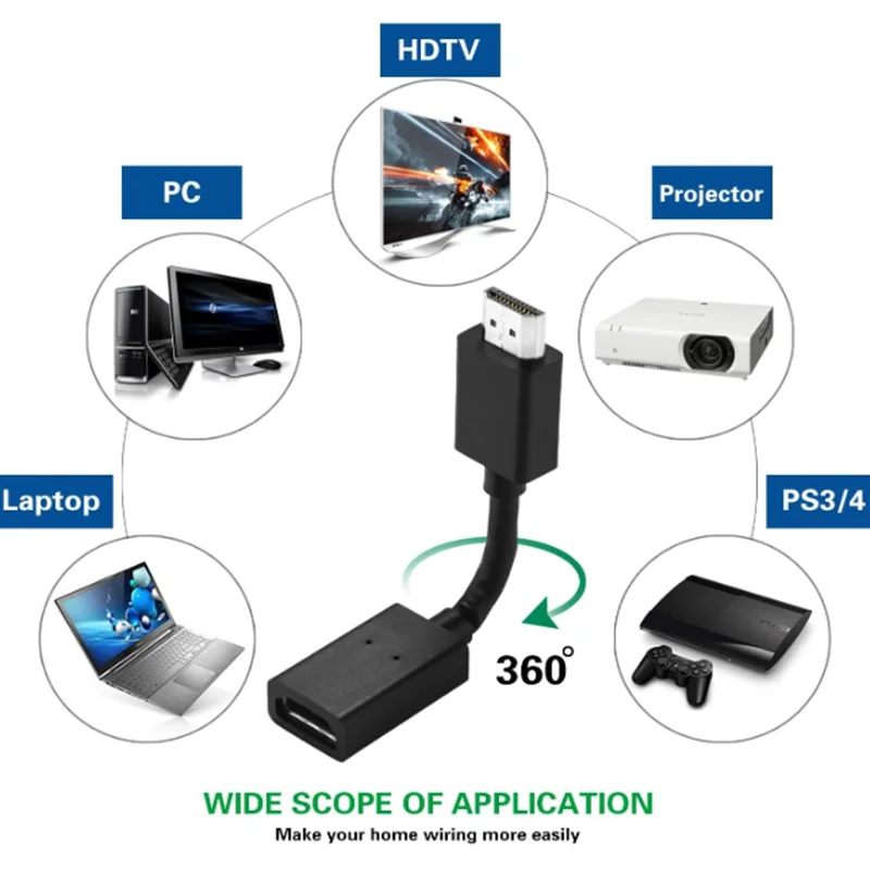 Adaptador giratorio macho a hembra compatible con HDMI de 10cm, extensión chapada en oro, convertidor para Google Chrome Cast, Roku Streaming Stick - imagen 3
