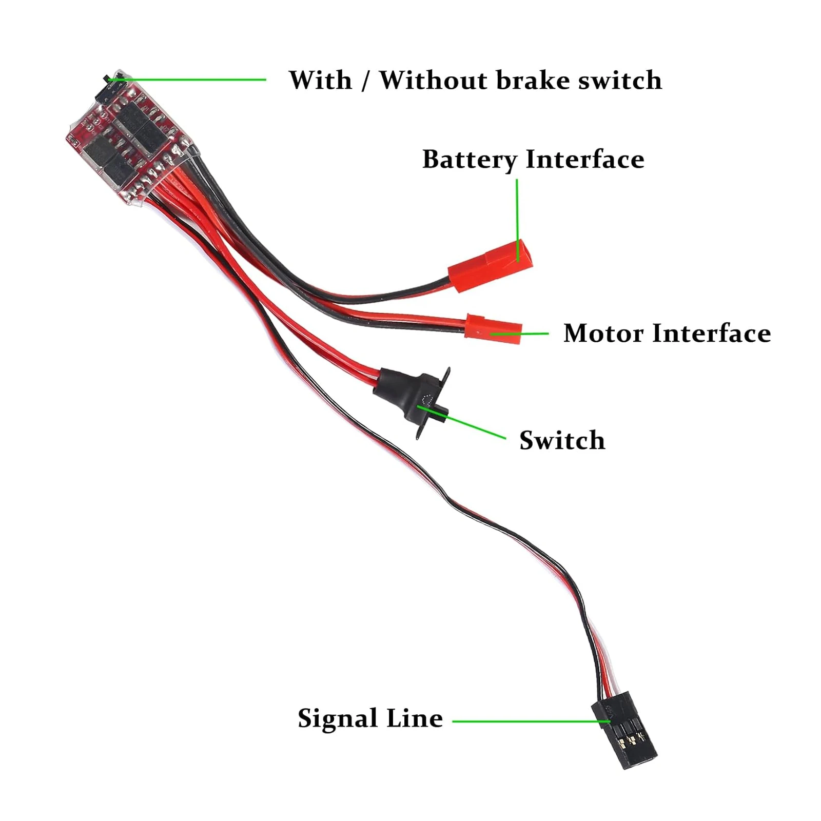 Mini controlador de velocidad de Motor ESC cepillado 10A 20A 30A, 2KHz, freno de cepillo delantero y inverso RC 2S para tanque de barco y coche RC - imagen 2