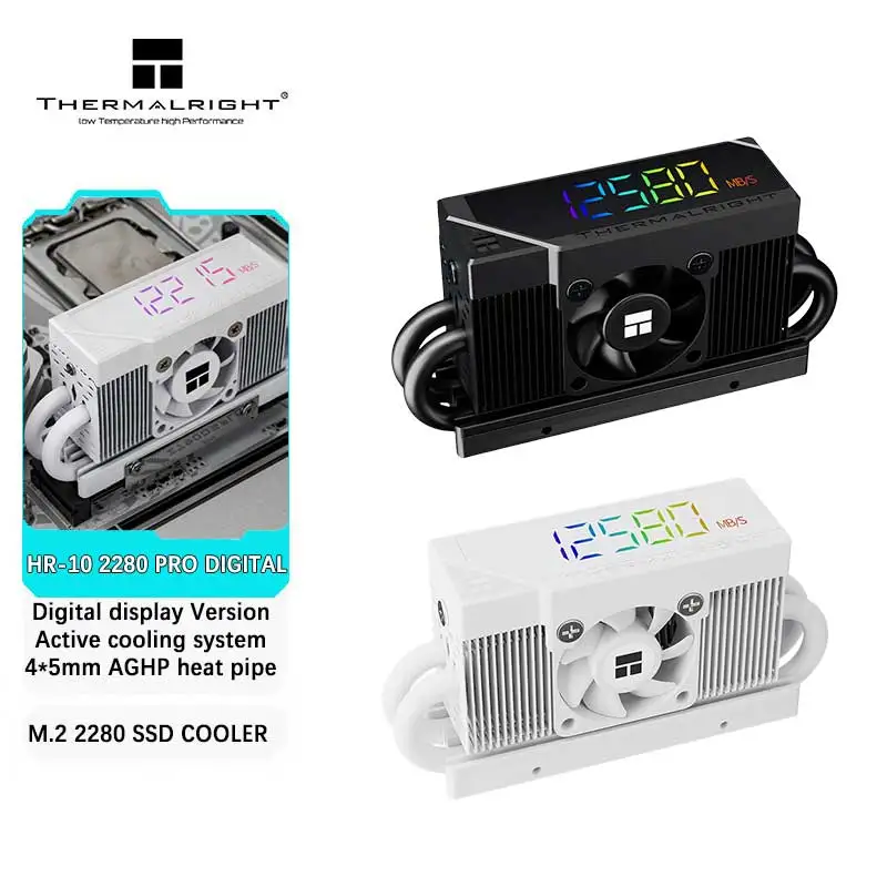 Thermalright HR-10 2280 PRO versión con pantalla Digital 4 unidades * tubo de calor de 5mm tubo de calor AGHP M.2 SSD sistema de refrigeración activa