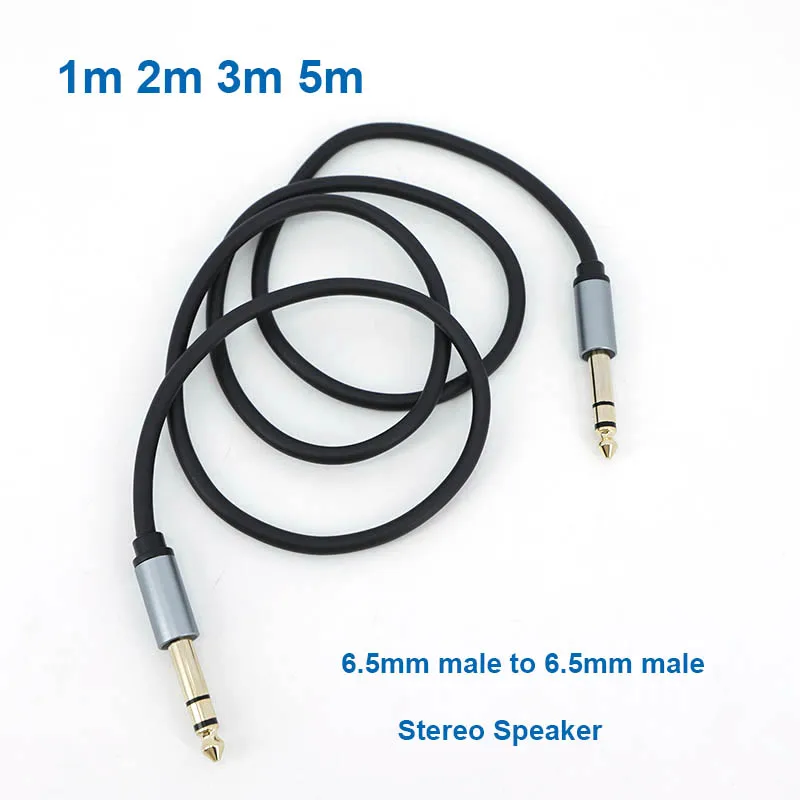 Placa dorada 6,5 6,35mm macho a 6,35 macho Audio estéreo equilibrado TRS 1/4 Cable amplificador de altavoz para teclado de guitarra doble canal h