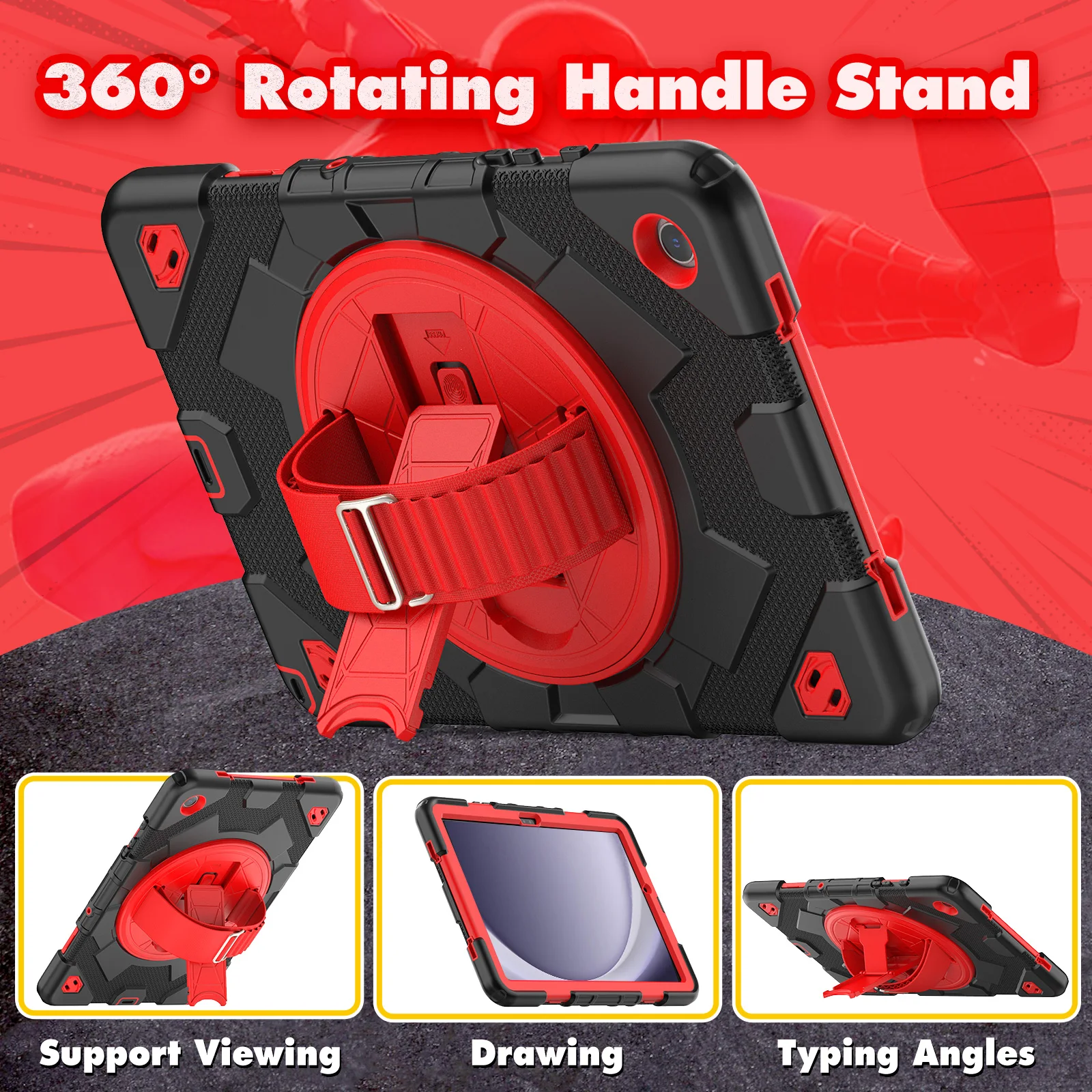 Funda híbrida para Samsung Galaxy Tab A9 Plus 2023 11,0 pulgadas SM-X210 SM-X215 SM-X216B 360 soporte giratorio armadura cubierta correa de hombro - imagen 5