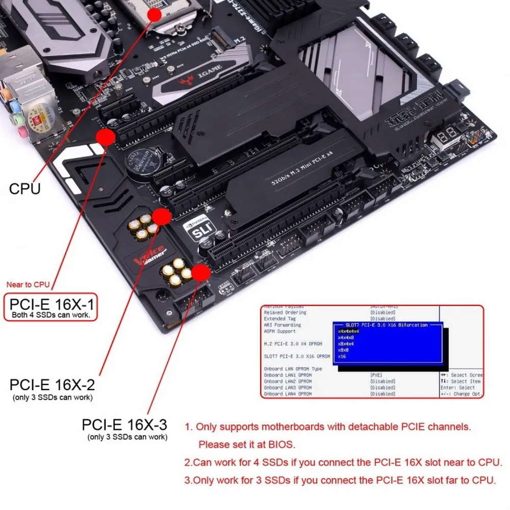 Oculink-adaptador PCIe 3,0 4,0 X16 a Dual SFF-8612 8i SFF8611 8x VROC para placa base SSD, tarjeta gráfica pci-express 16x 80pin NVME - imagen 4