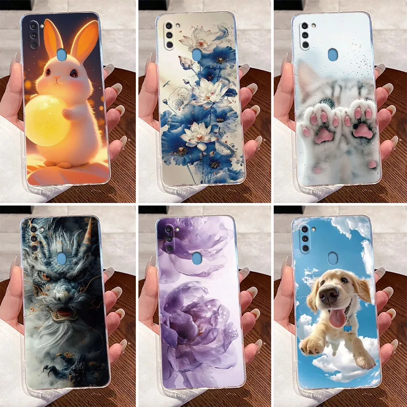 Carcasa para Samsung A11 M11 dragón de lujo lindo Cool niños niñas funda de teléfono transparente para Samsung Galaxy A11 M11 carcasa trasera