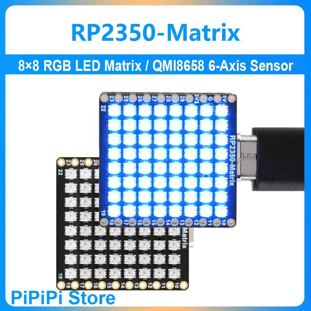 Placa de desarrollo de matriz RP2350, matriz LED RGB 8 × 8 QMI8658, Sensor de 6 ejes, chip microcontrolador RP2350A