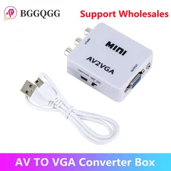 Convertidor AV a VGA 1080P con audio 3.5mm RCA CVBS - Mini compacto