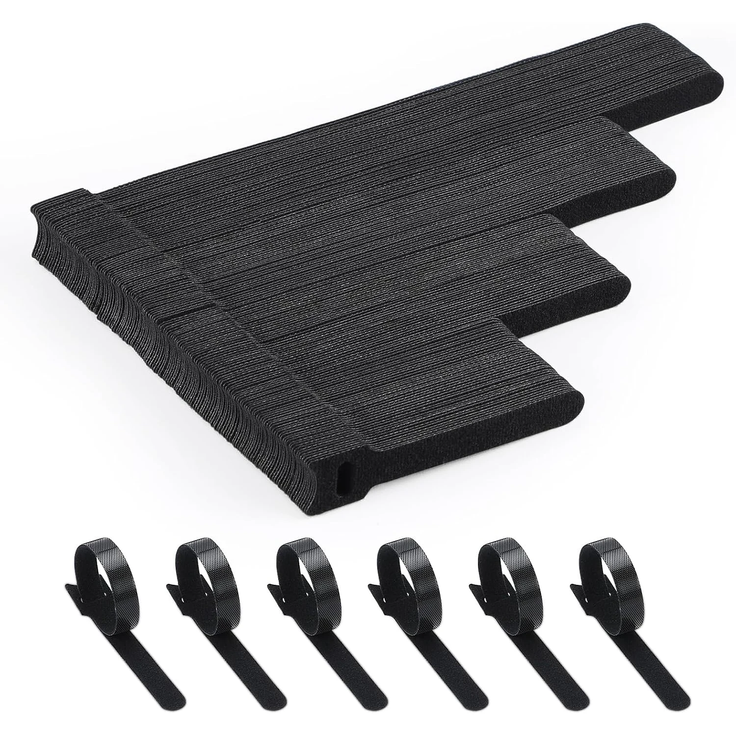 150 bridas para cables, bridas para cables de 4 + 6 + 8 + 10 pulgadas para gestión de cables, sujeción ajustable, gancho y bucle reutilizables multiusos