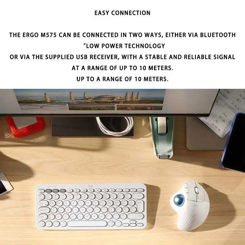 Ratón Logitech M575 S ratón trackball inalámbrico portátil ratón USB ratón de oficina para juegos, ratón inalámbrico logitech - imagen 4