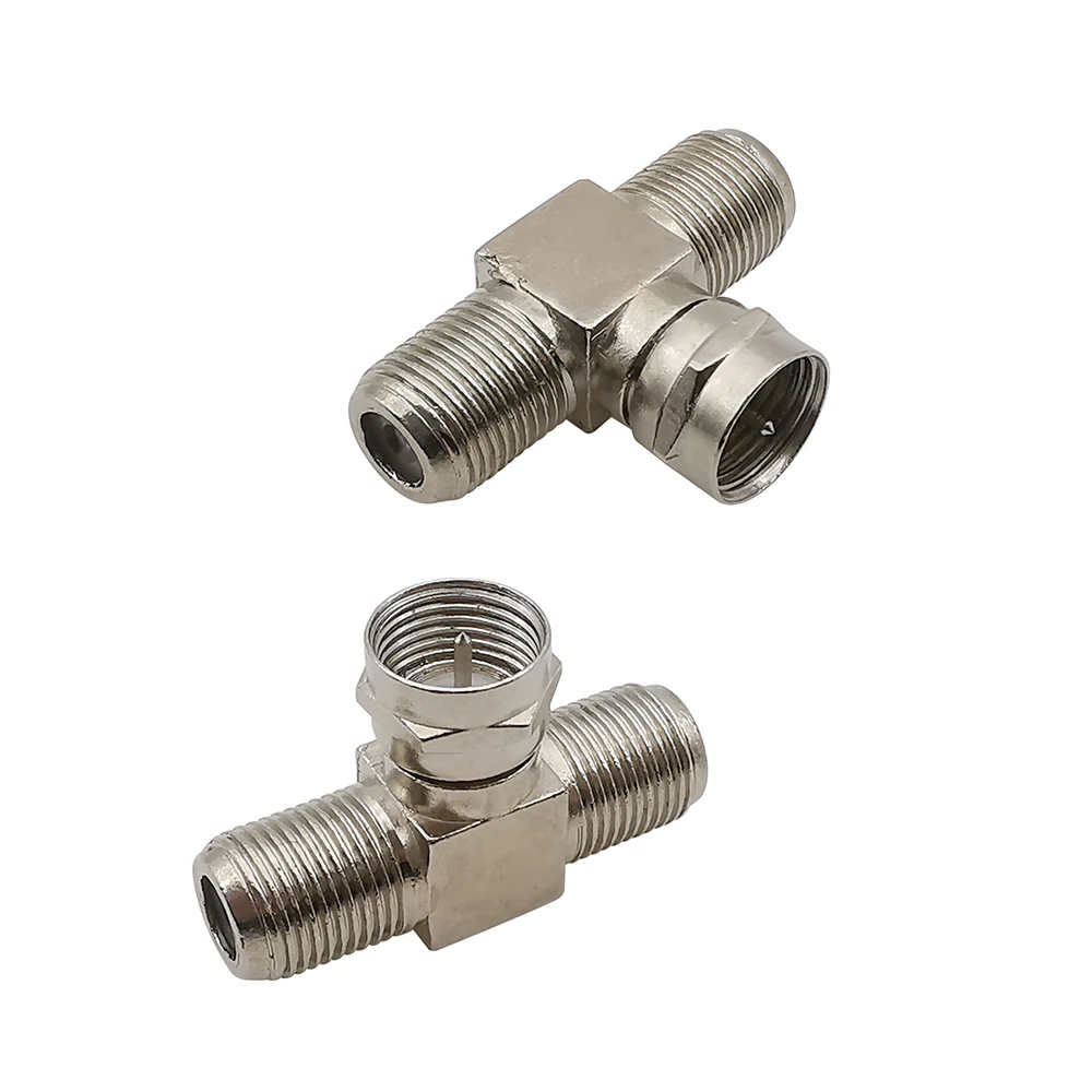 1/2/5 Uds F macho hembra enchufe a doble F hembra adaptador 3 vías tipo T divisor RF conector Coaxial para Cable de antena - imagen 3