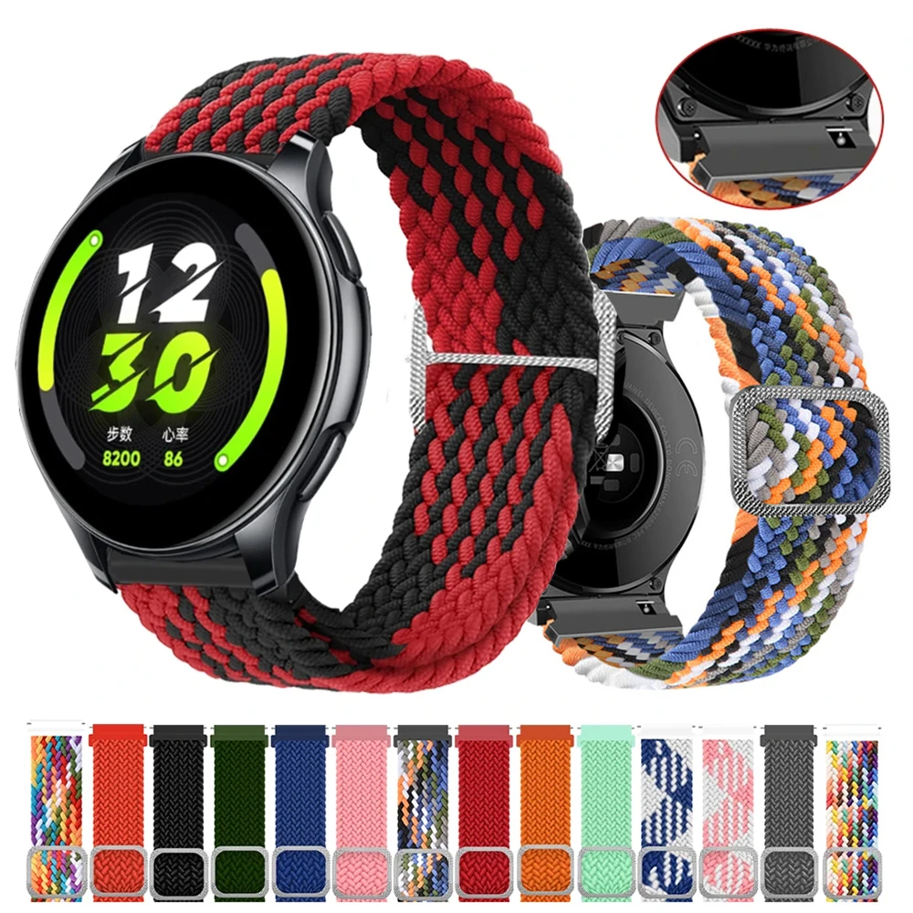 Correa de pulsera elástica de 20mm y 22mm para Realme Watch 3 2/2 Pro S/S Pro, correa de nailon trenzado para Huami Amazfit Bip/GTS/GTR
