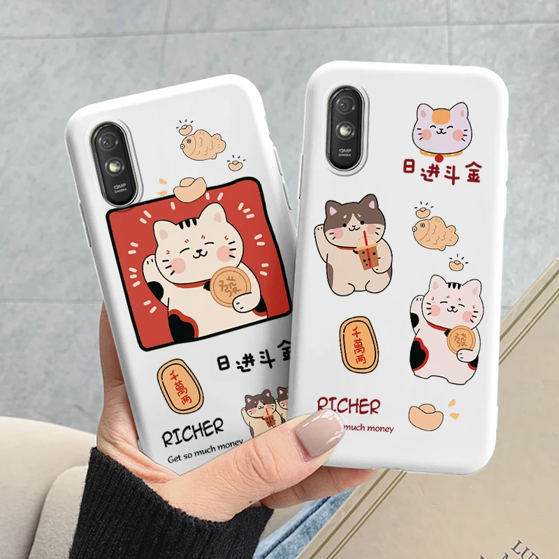 Funda protectora trasera para teléfono Xiaomi Redmi 9AT 9A 9at, carcasa de silicona suave con dibujos animados de gato y Rana - imagen 2