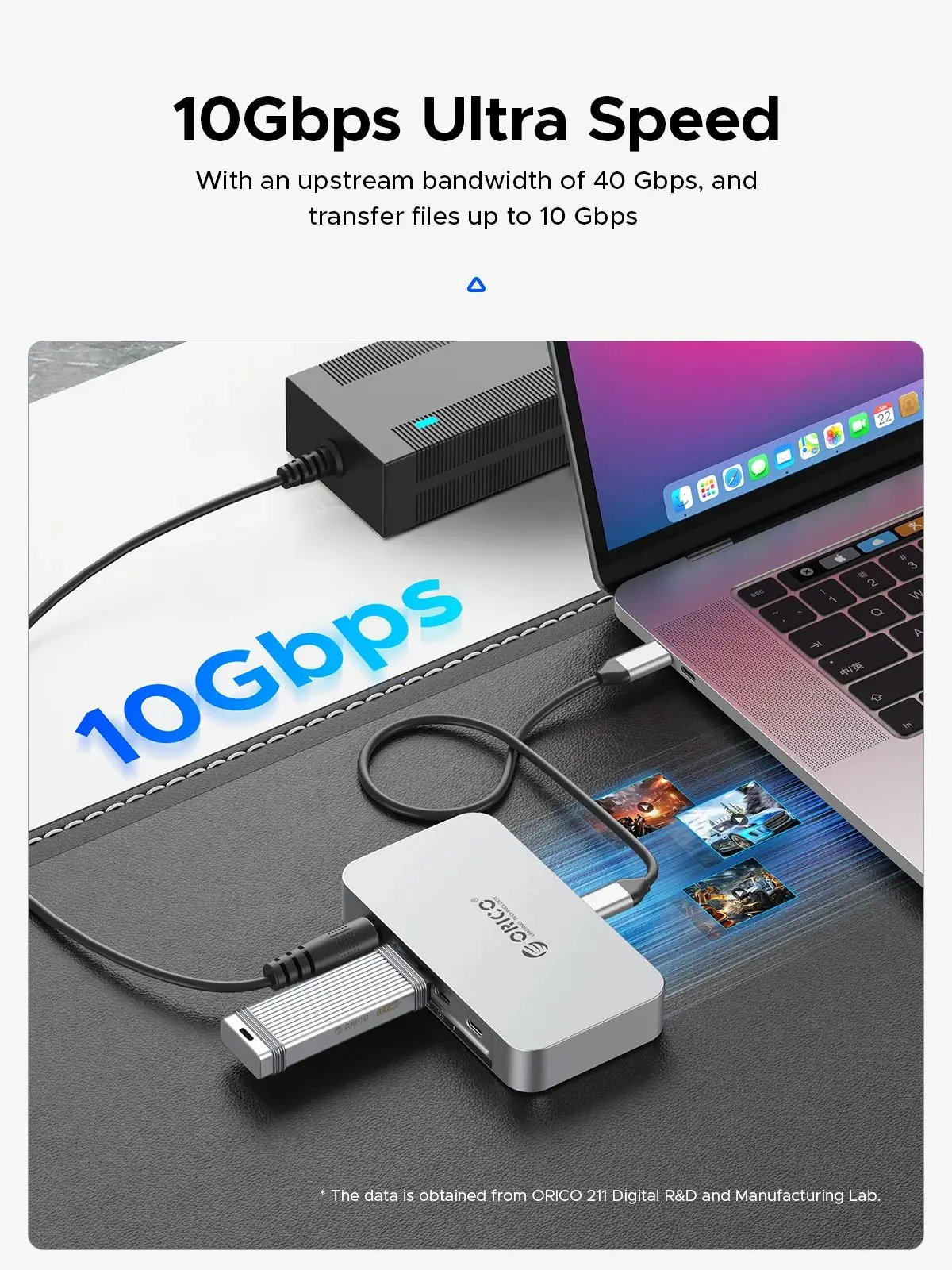 ORICO USB4 HUB 40G USB C HUB PD85W 8K@30Hz 5K@60Hz 4K@60Hz Soporte de pantalla Daisy Chain Expand para MacBook Pro Mac OS Windows - imagen 5