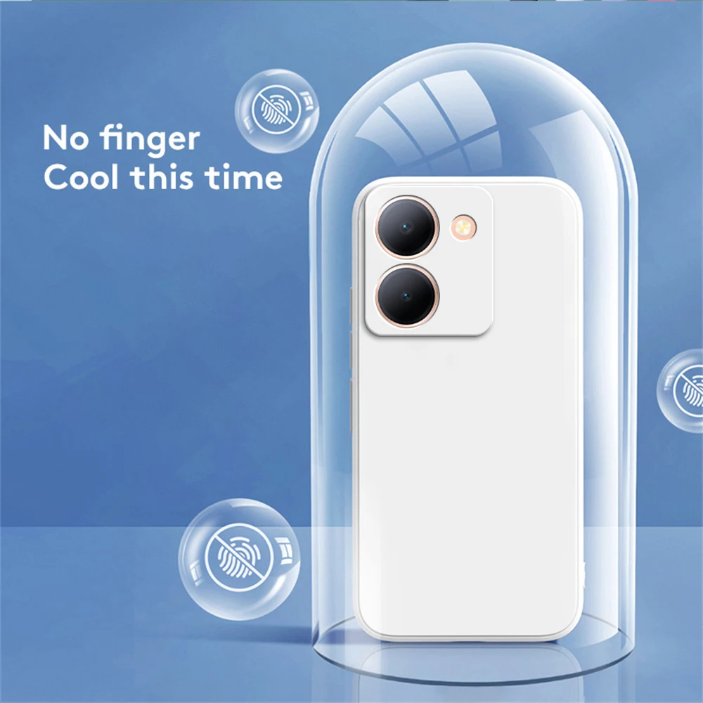 Funda de teléfono de silicona líquida para VIVO Y36 Y27 Y78 4G 5G carcasa blanda flocado interno a prueba de golpes de lujo - imagen 4