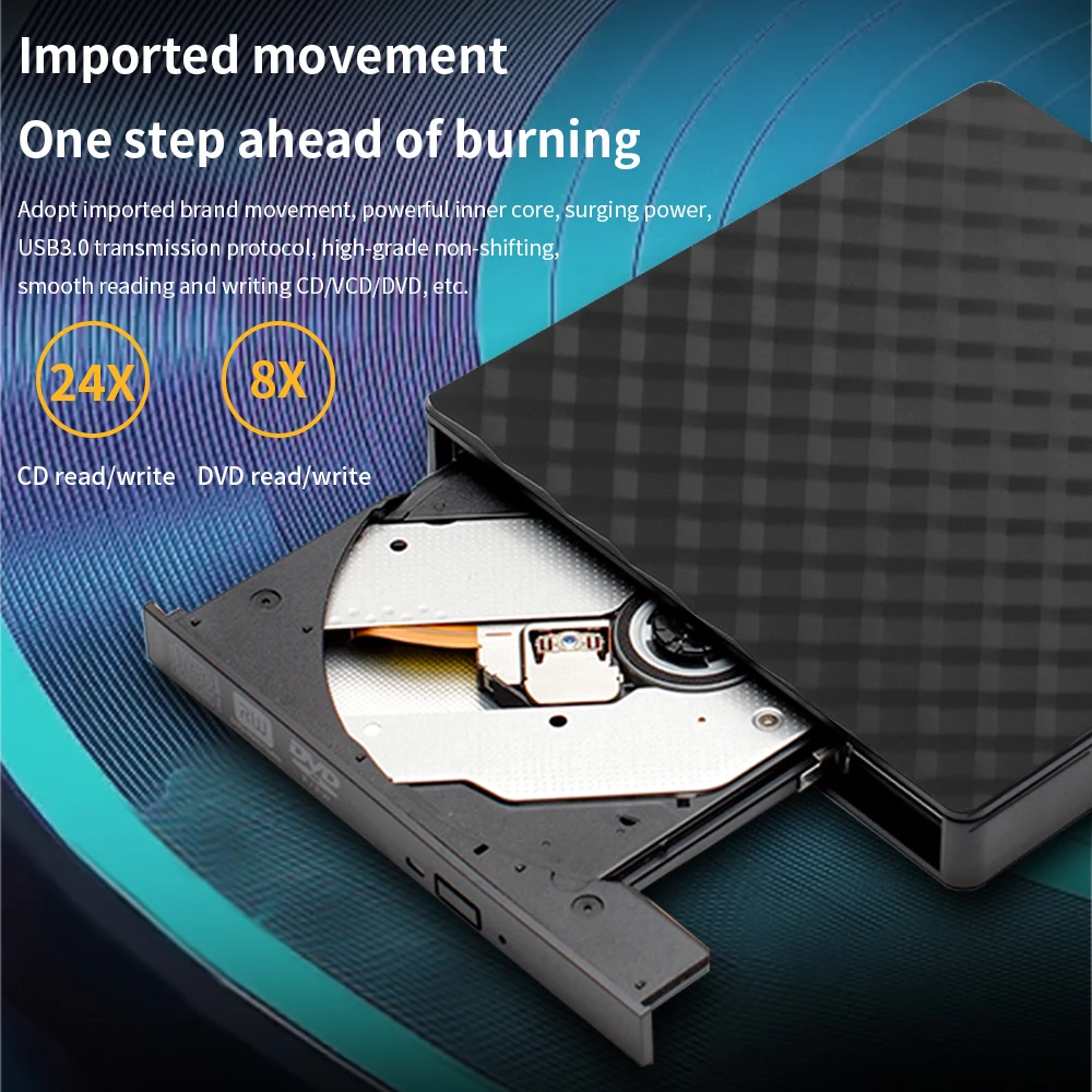 TISHRIC-Unidad óptica externa USB 3,0, Cable tipo C, lector de CD, DVD, reproductor de CD, DVD, RW ROM, Compatible con IMAC, ordenador portátil de escritorio - imagen 3