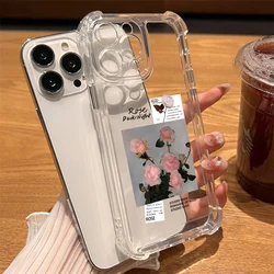 Funda iPhone 16 Pro Max silicona transparente flor rosa antirrayas