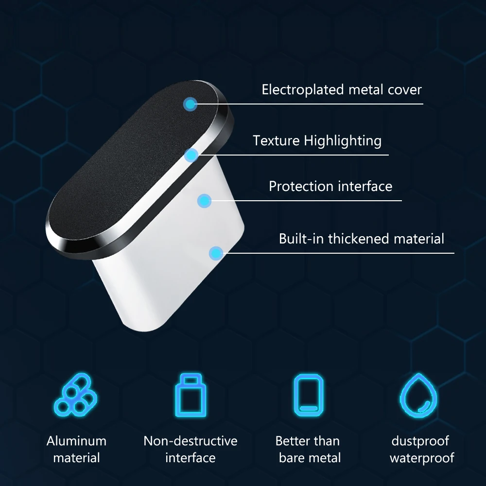 Elough-Juego de tapones antipolvo tipo C de silicona, puerto USB C, anillo de Metal de 3,5mm, Conector de auriculares, Pin de tarjeta Sim para Huawei, Xiaomi, Samsung, Poco - imagen 4