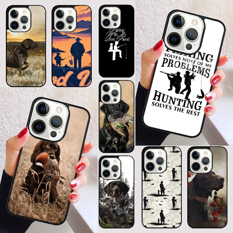 Funda de Hunter Man Fishing Dog para iPhone, 15, 16, 13, 12, 11, 14 Pro Max, Mini Max, SE 2020, 7, 8, 6S Plus, funda de teléfono
