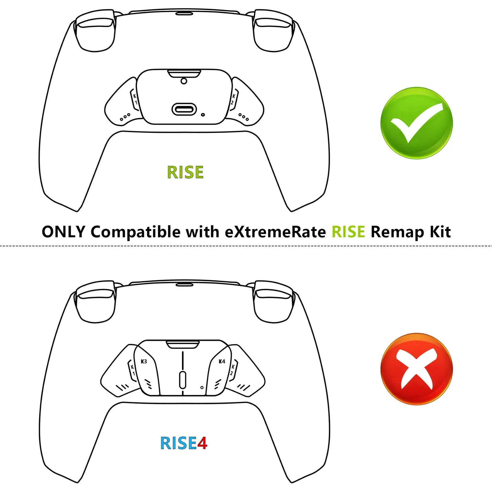 Botón trasero de repuesto eXtremeRate Rediseñado K1 K2 para ps5 RISE Remap Kit - Controlador y placa de reasignación RISE NO incluida - imagen 3