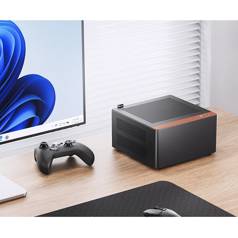 Mini estuche de escritorio JONSBO NV10 N10 ITX (carcasa de aleación de aluminio de 3,3 mm/nogal negro norteamericano/versión ITX/cable adaptador PCIE4.0) - imagen 4