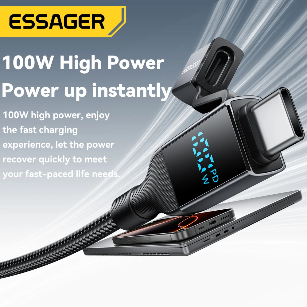 Essager 4 en 1 Cable USB tipo C 100W PD Cable de carga rápida tipo C a Cable tipo C para iPhone16 15 14 Pro Max iPad Samsung Xiaomi - imagen 2