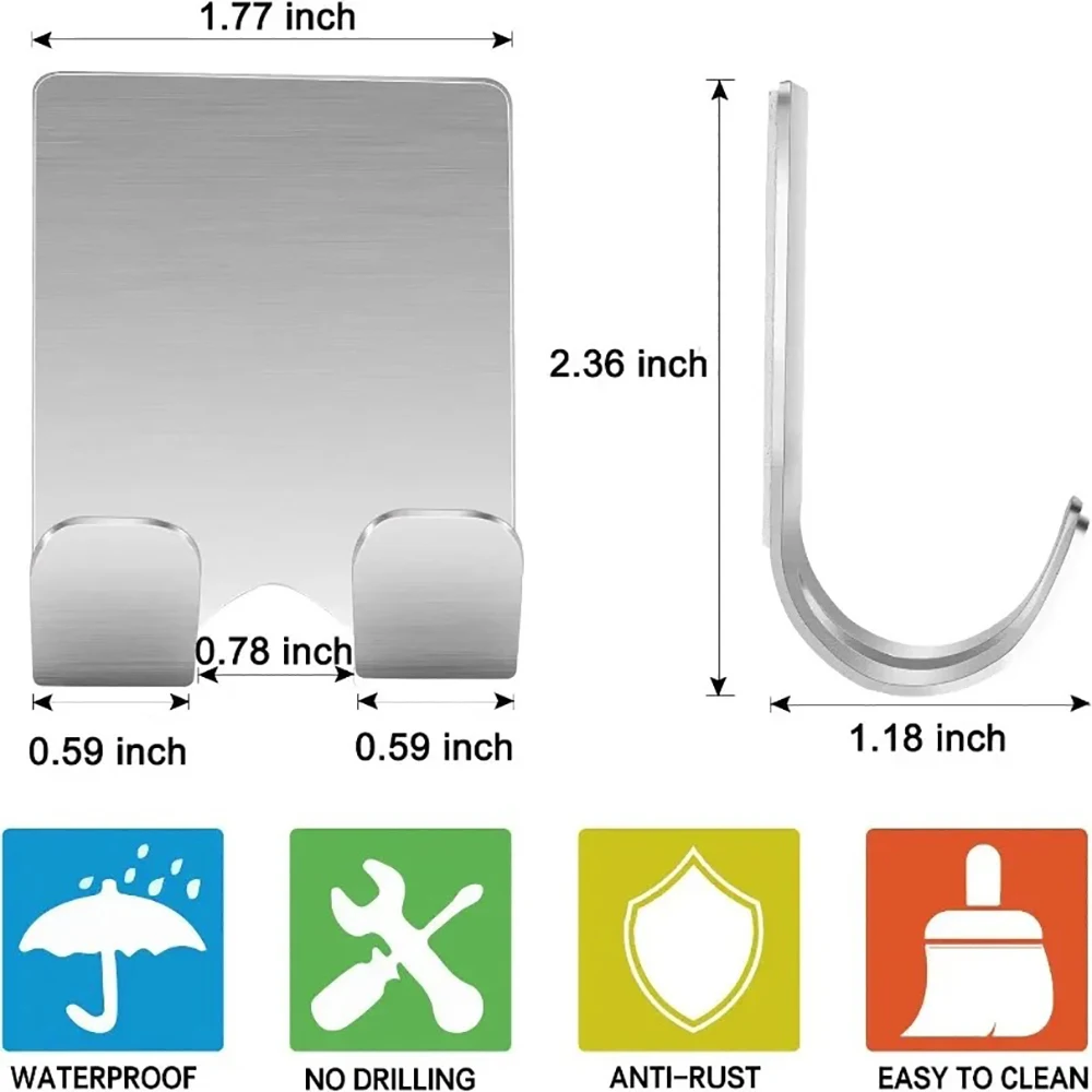 Soporte para maquinilla de afeitar sin perforaciones, gancho de almacenamiento, accesorios de baño multiusos de aluminio espacial - imagen 5