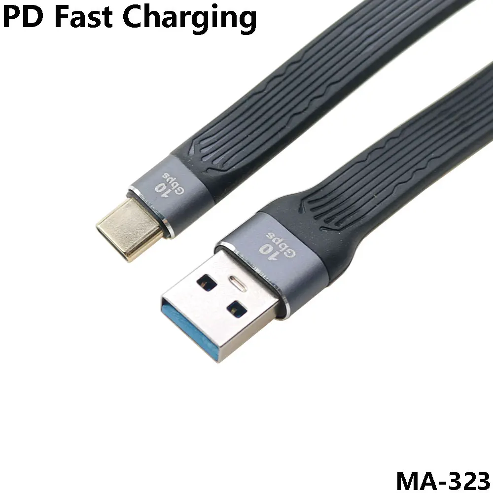 Cable flexible de tipo C, Cable de extensión plana de 10GB, PD, carga rápida, línea corta Flexible FPC