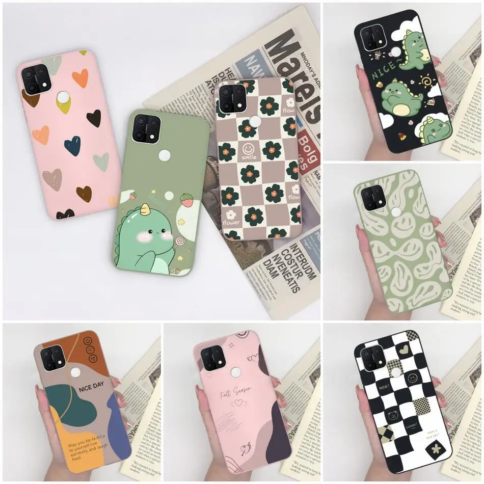 Funda de silicona suave para OPPO A15, A15S, A35, Funda de teléfono con cara sonriente y corazón, Funda trasera de moda