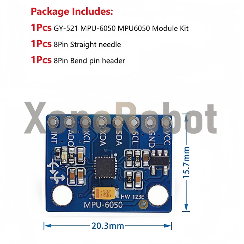 1-10 Uds IIC I2C GY-521 MPU-6050 MPU6050 sensores giroscopio analógicos de 3 ejes + módulo acelerómetro para Arduino con pines 3-5V DC - imagen 5