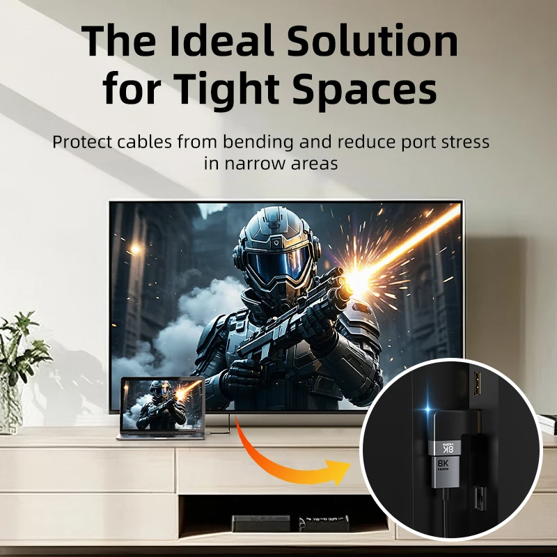 CABLETIME 8K 2,1 adaptador HDMI ángel izquierdo adaptador convertidor macho a hembra UHD2.1 soporte 8K 60HZ 48Gbps para HDTV portátil PS4.5 - imagen 3