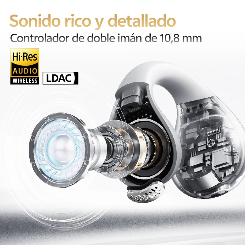 QCY Crossky C30S Auriculares inalámbricos de oído abierto de alta resolución con clip LDAC Auriculares Bluetooth 6,0 Clip en OWS Auriculares deportivos 40 horas - imagen 2