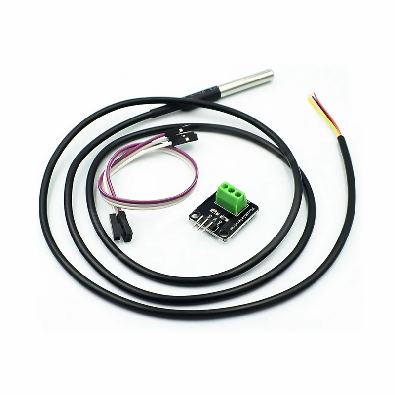Kit de módulo de Sensor de temperatura DS18B20, Cable de Sensor Digital resistente al agua de 100CM, adaptador de Terminal de sonda de acero inoxidable para Arduino