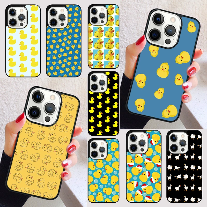 Funda de pato amarillo Kwaii para iPhone 17 Air 15 16e 13 12 11 14 Pro Max Max Plus funda de teléfono coque Shell