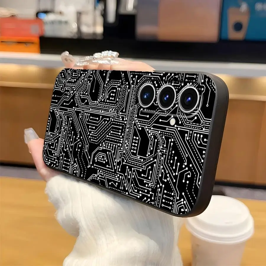 Funda de teléfono suave negra para Honor X8 200 400 Lite 70 X9a X5b X7 Magic5Lite 8X X6 90 líneas de circuito Retro - imagen 5