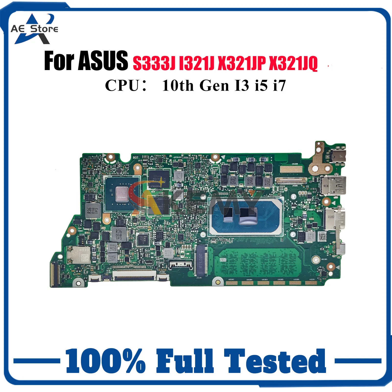 Placa base para ordenador portátil X321JP para ASUS VivoBook I321J X321JP X321JQ X321J S333J placa base con 10. a generación I3 i5 i7 100% pruebas OK stk