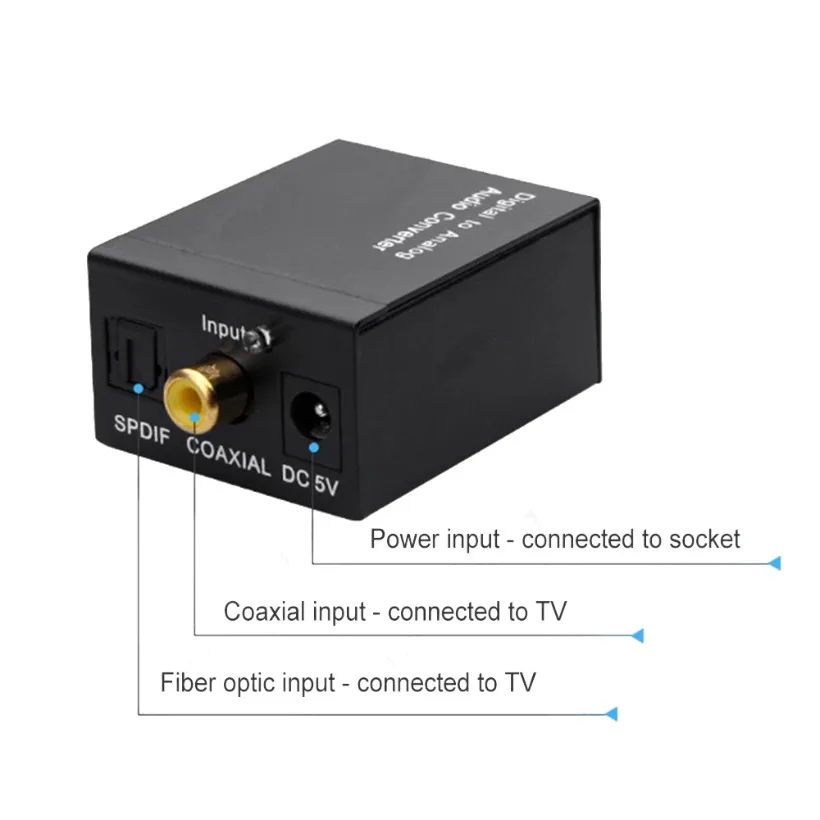 Convertidor de Audio Jack de 3,5mm, fibra óptica Coaxial Toslink Digital a analógico para RCA SPDIF, decodificador de Audio Digital, amplificador estéreo - imagen 4