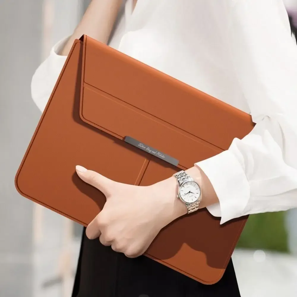 Funda para portátil de 13-14/15-16 pulgadas con soporte, bolsa de transporte multifunción, bolsa de cuero plegable para Macbook Air