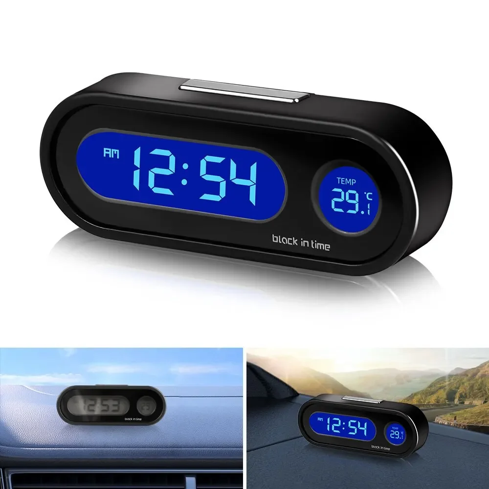 Mini reloj electrónico para coche, reloj de tiempo, relojes para salpicadero automático, termómetro luminoso, retroiluminación LCD, pantalla Digital, accesorios para coche
