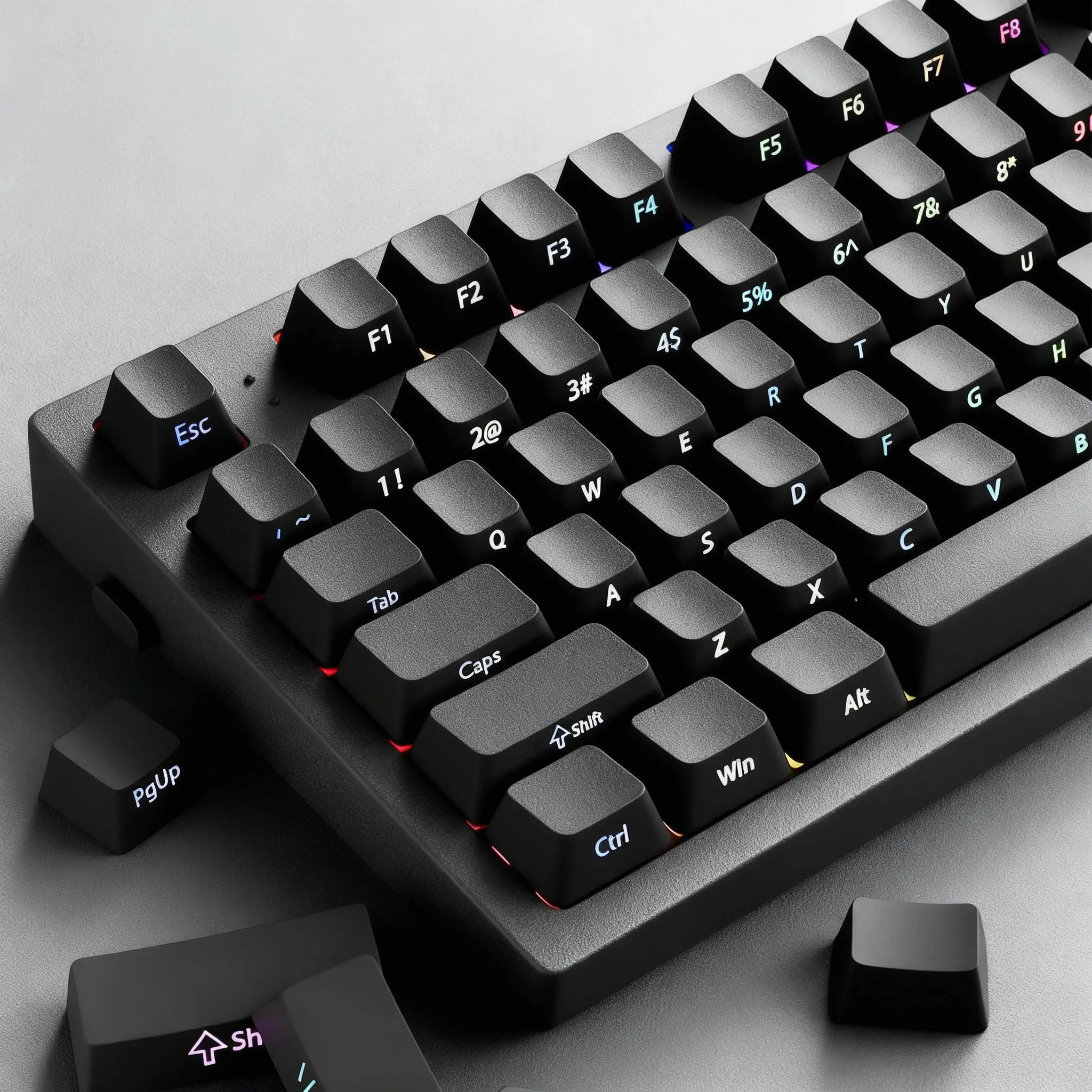 Teclas retroiluminadas con brillo lateral negro, 140 teclas, teclas PBT de doble disparo, perfil de cereza para interruptores MX, Teclado mecánico - imagen 2