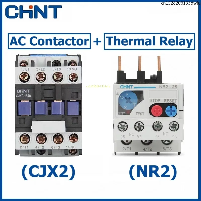 Combinación de contactor de CA CHINT con relé térmico CJX2 CJX2-0910 1210 1810 2510 3210 4011 24V 110V 220V 380V CJX2 LC1 LC1D LC1N