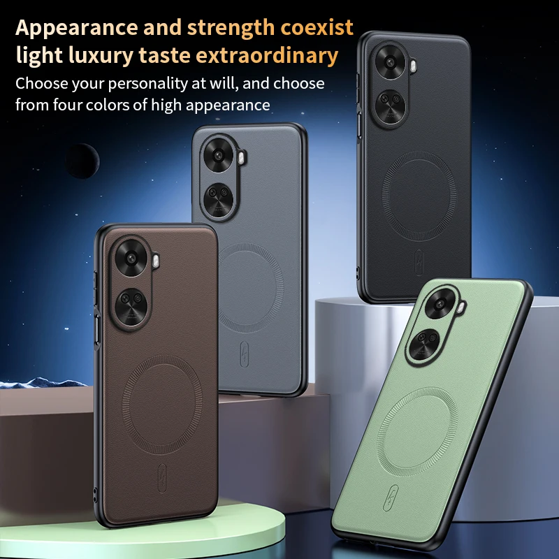 Para Huawei Nova 11 SE funda protectora de cuero magnética para Huawei Nova 11 SE alta calidad antihuellas antideslizante PC + TPU - imagen 2