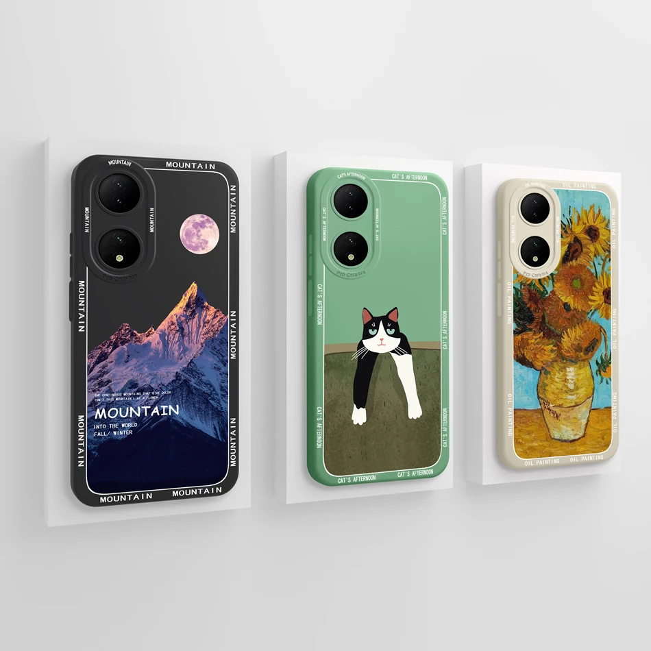 Funda de pintura al óleo para Vivo Y100 Y100i, Funda de silicona líquida suave anticaídas de cobertura completa para Vivo Y 100 4G 5G, fundas traseras para teléfono