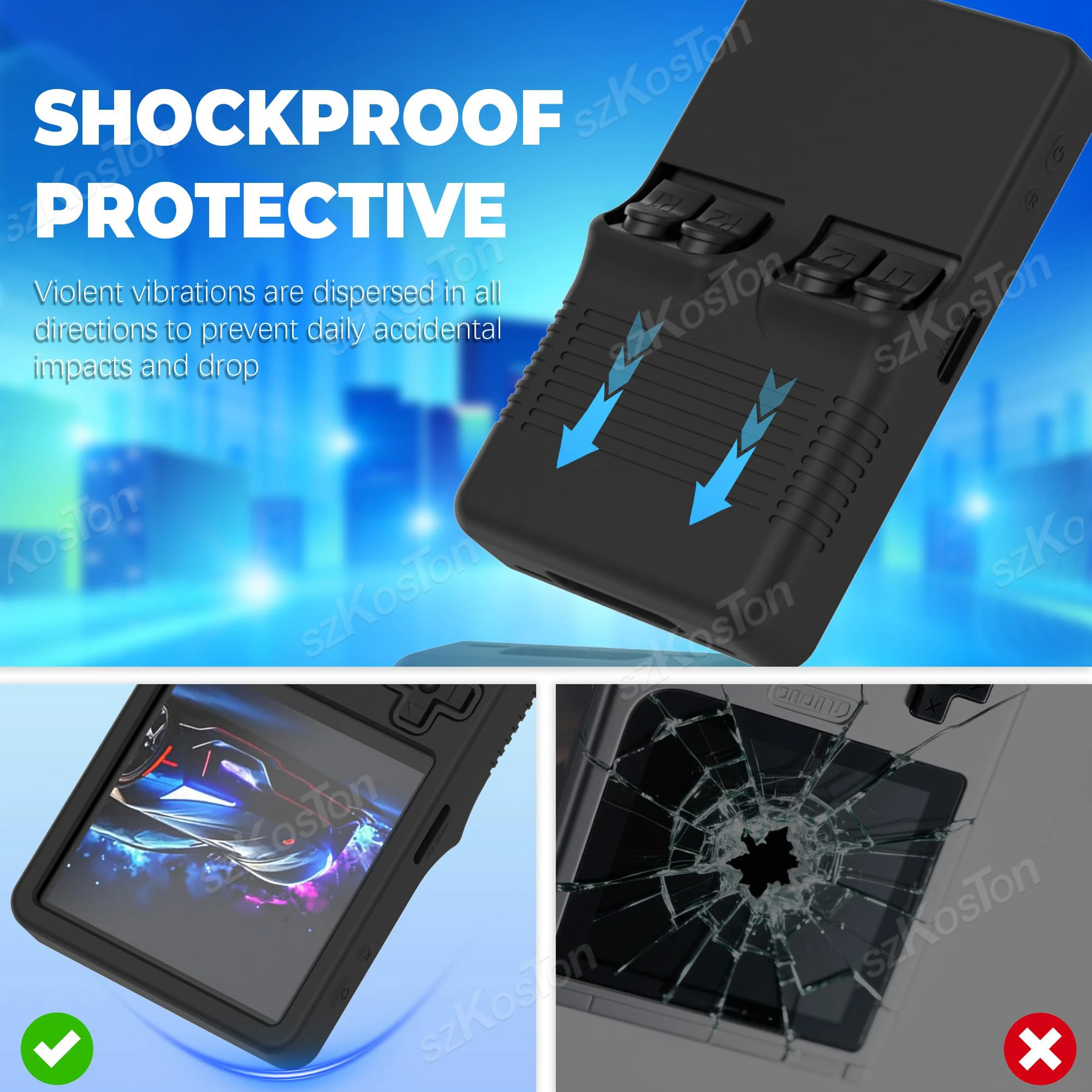 Funda para consola de juegos portátil R36S Plus, funda protectora de silicona suave antiarañazos con cordón para accesorios R36S Plus - imagen 4