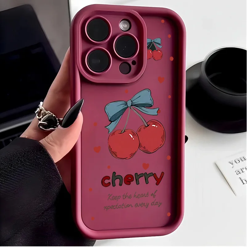 Funda para IPhone 17 Air 17 Pro 16 15 14 13 12 PRO MAX 16E 15 14 Plus cubierta de silicona arco cereza Lichee antigolpes - imagen 5